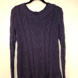 Long Navy Blue High-Low Sweater Dress